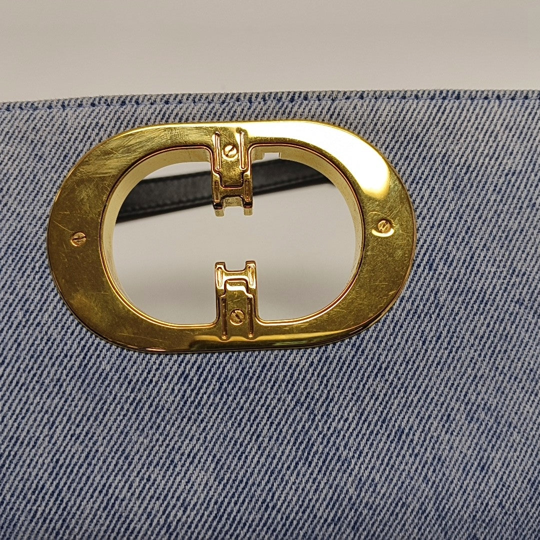 Authenticated pre-owned  Dior Caro Medium Quilted Denim Blue - Shoulder Bag at Looply