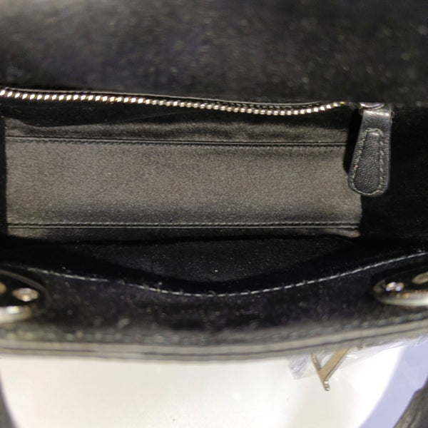 Authenticated pre-owned  Lady Dior Mini Silk Satin Black - Top Handle Bag at Looply