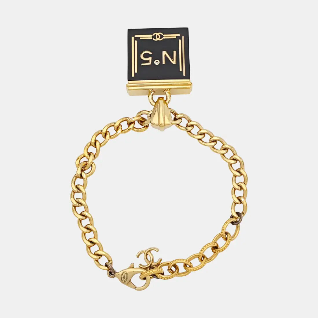 Authenticated pre-owned  Gold Plated Resin No 5 Charm Metal Bracelet - Bracelet at Looply