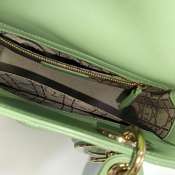 Authenticated pre-owned  Lady Dior Small Lambskin Green - Shoulder Bag at Looply