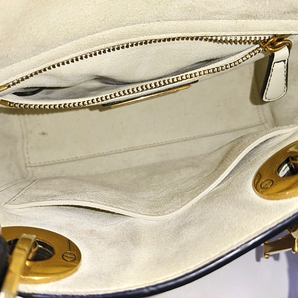Authenticated pre-owned  Lady Dior Mini Lambskin White - Crossbody Bag at Looply