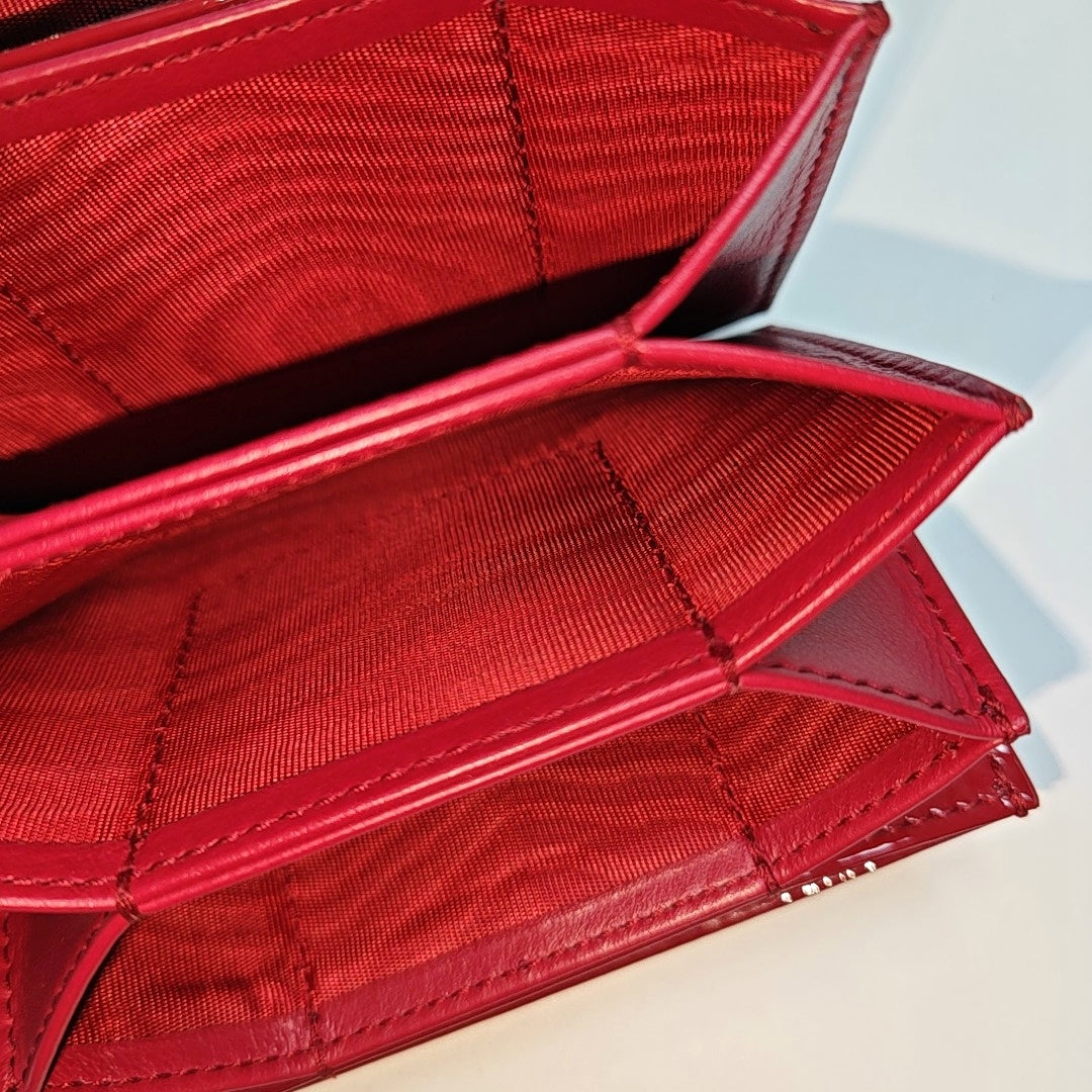 Authenticated pre-owned  30 Montaigne Calfskin Red Card Holder - Card Holder at Looply