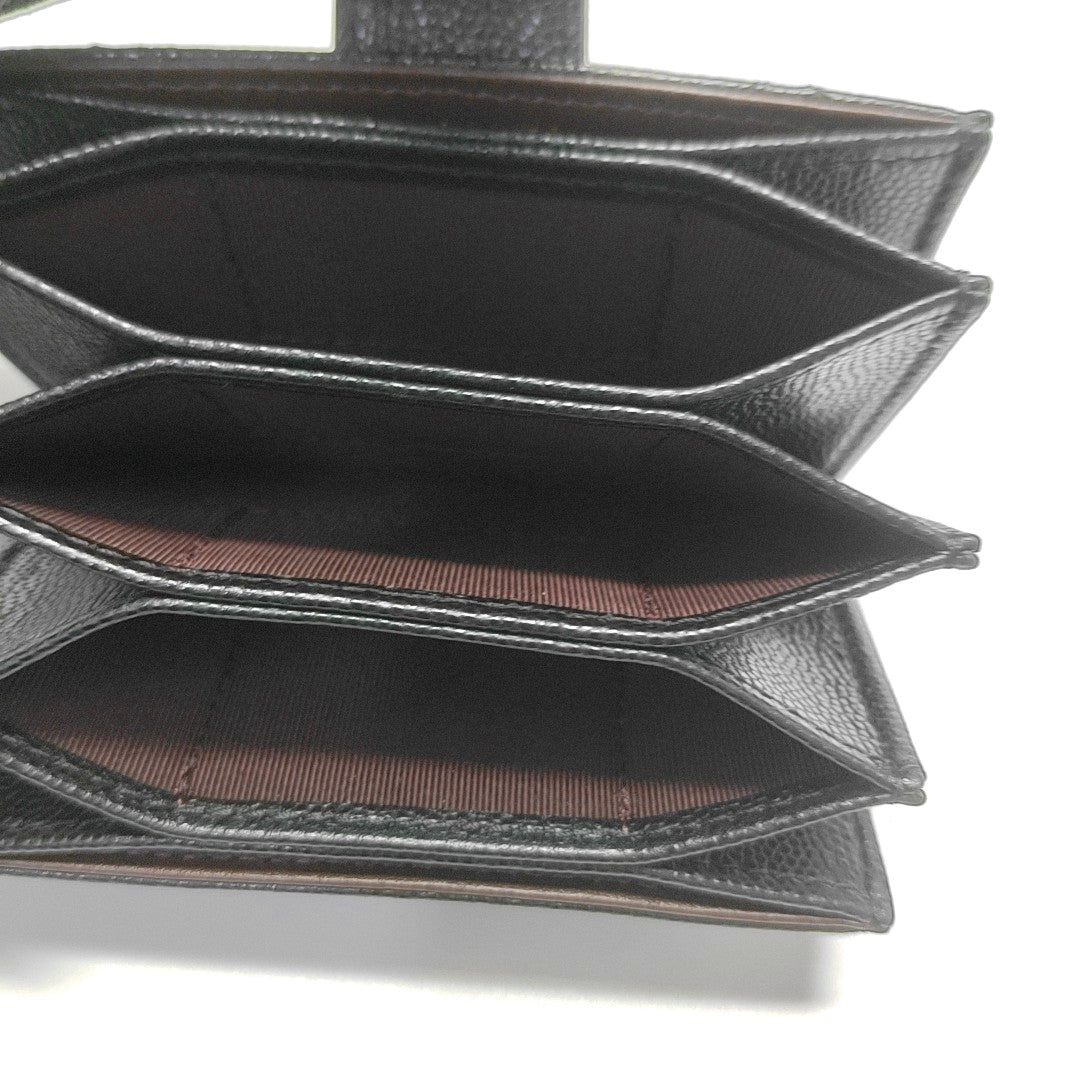 Quilted Grained Calfskin Card Holder Black