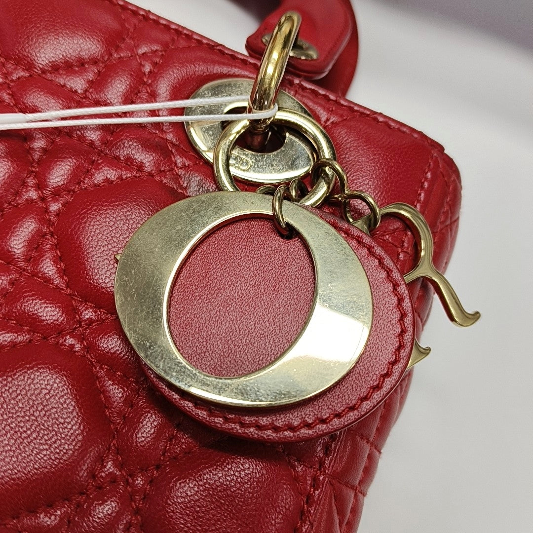 Authenticated pre-owned  Lady Dior Lambskin Red - Shoulder Bag at Looply