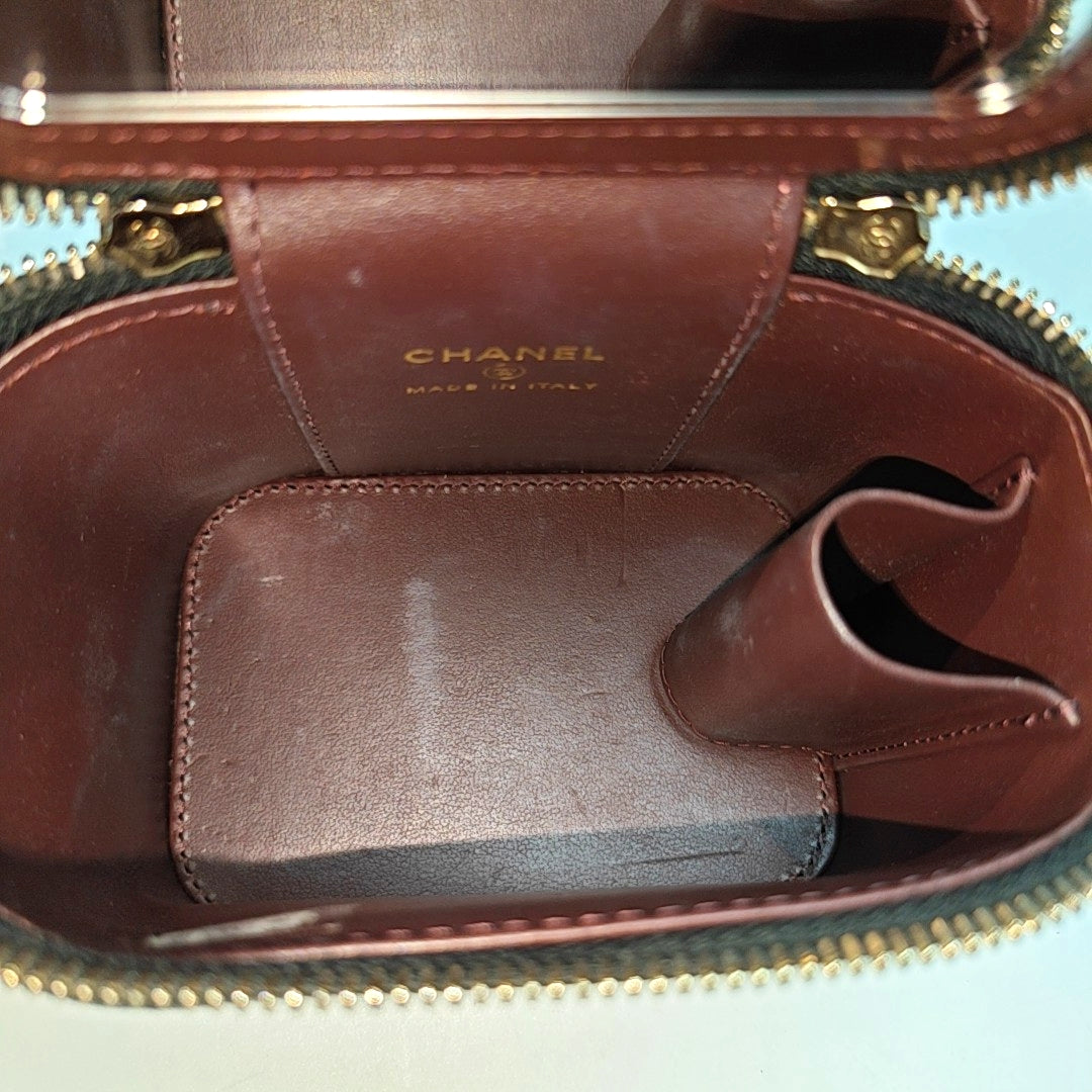 Authenticated pre-owned  Vanity Case Mini Quilted Grained Calfskin Black - Shoulder Bag at Looply