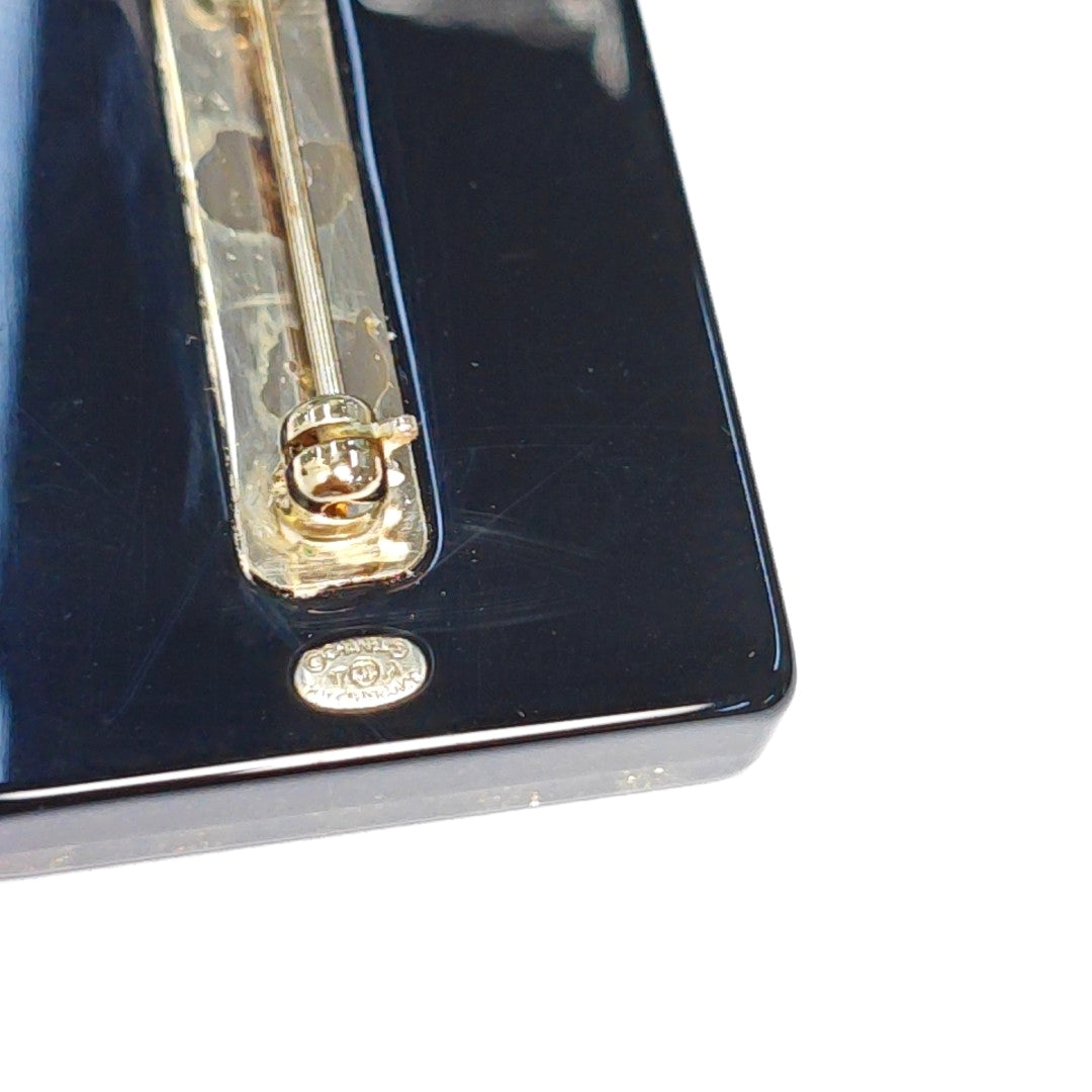 Authenticated pre-owned  Vintage Metal Brooch Synthetic Crystal Black Brooch - Brooch at Looply