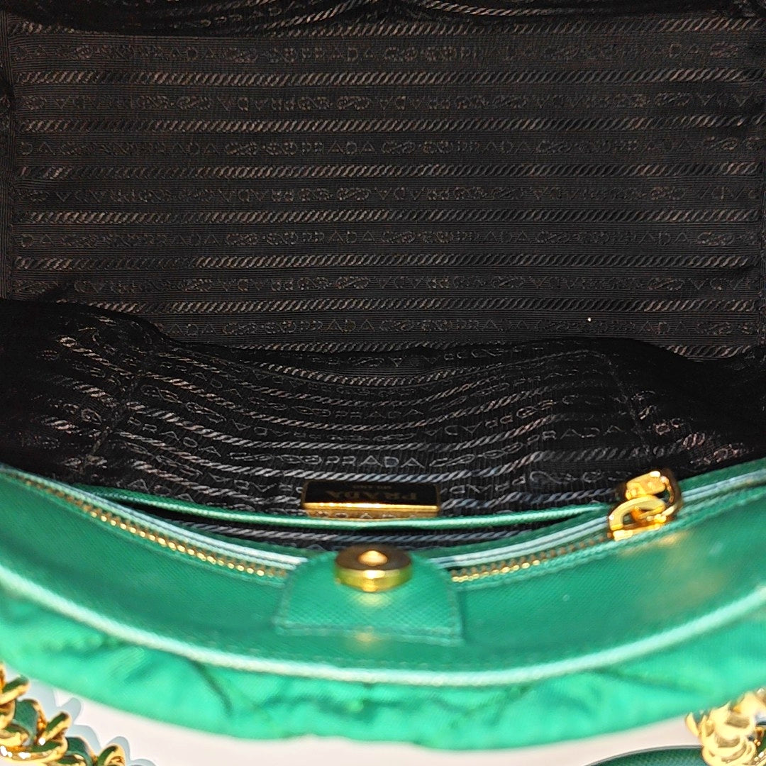 Quilted Nylon Tote Bag Green