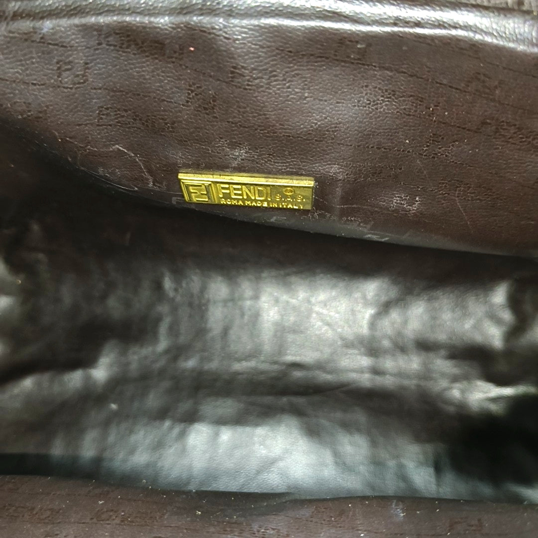 Coated Canvas Clutch Brown