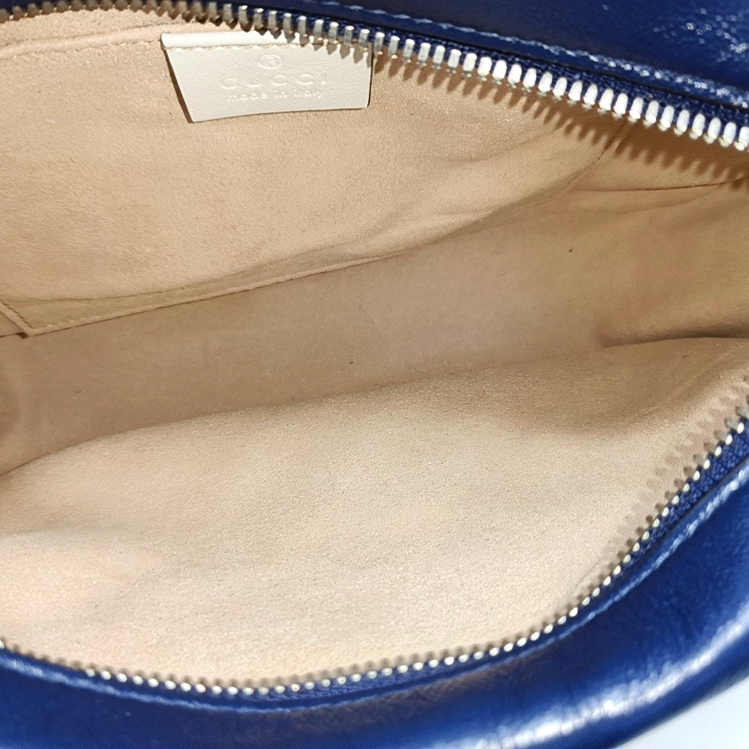 Authenticated pre-owned  GG Marmont Small Calfskin Blue - Shoulder Bag at Looply