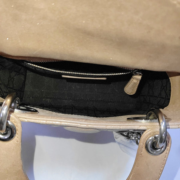 Authenticated pre-owned  Lady Dior Mini Lambskin Beige - Crossbody Bag at Looply