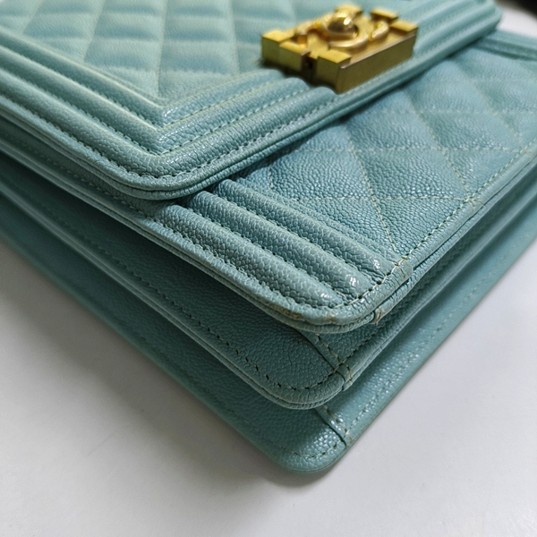 Authenticated pre-owned  Boy Chanel Quilted Grained Calfskin Blue - Crossbody Bag at Looply