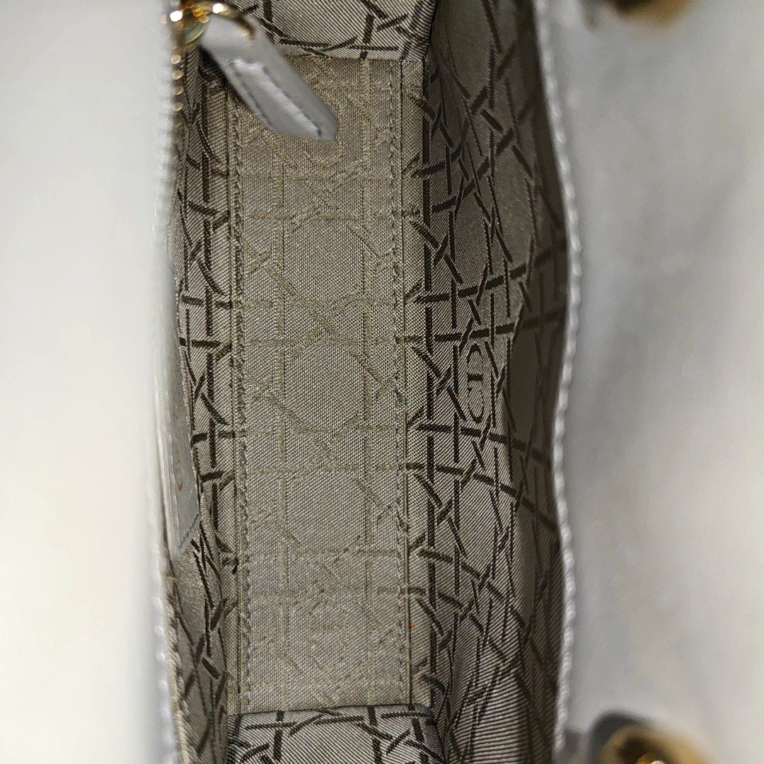 Lady Dior Mini Cannage Lambskin Gray
