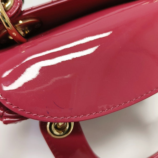 Authenticated pre-owned  Lady Dior Mini Patent Leather Pink - Shoulder Bag at Looply