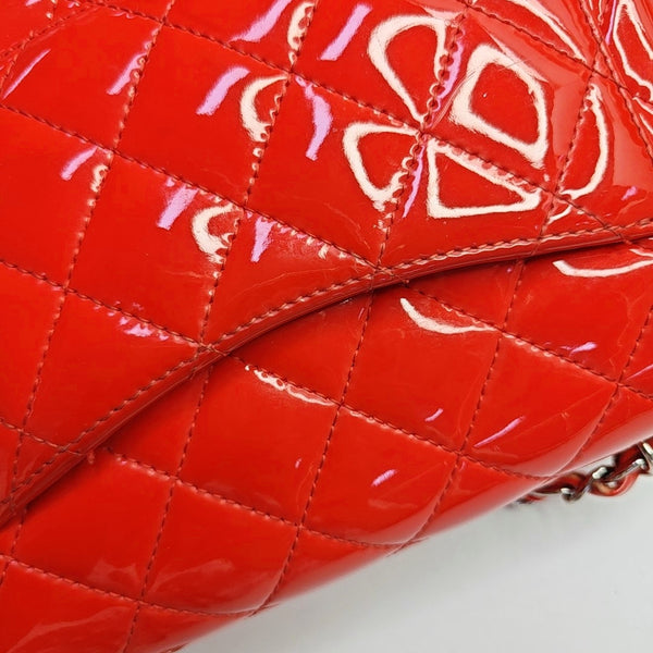 Authenticated pre-owned  Classic Flap Mini Quilted Patent Leather Orange - Shoulder Bag at Looply