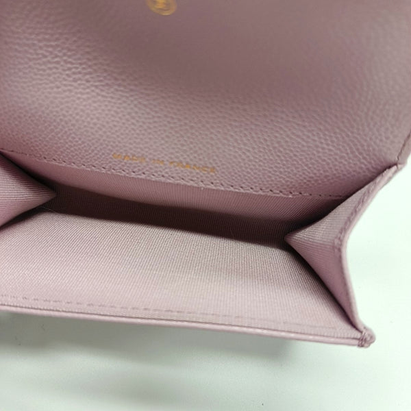 Authenticated pre-owned  Classic Flap Quilted Grained Calfskin Pink Card Holder - Card Holder at Looply