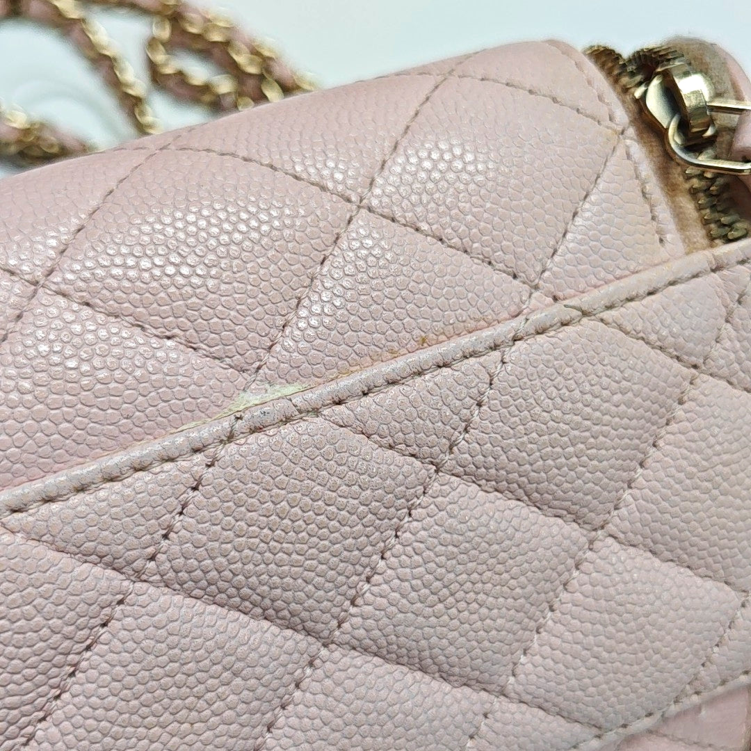 Authenticated pre-owned  Vanity Case Quilted Grained Calfskin Pink - Shoulder Bag at Looply