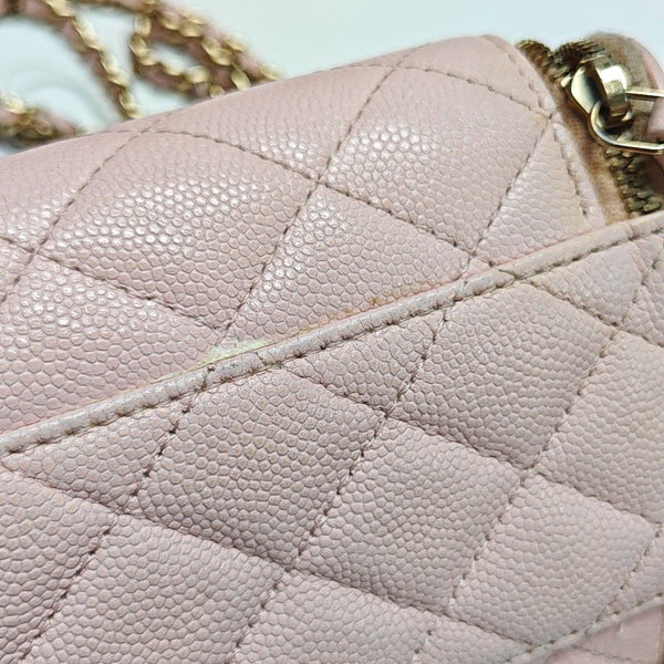 Authenticated pre-owned  Vanity Case Quilted Grained Calfskin Pink - Shoulder Bag at Looply