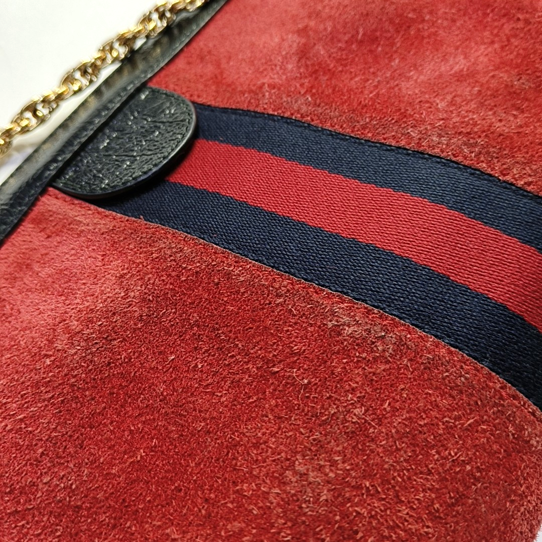 Authenticated pre-owned  Ophidia Small Monogram Suede Red - Shoulder Bag at Looply