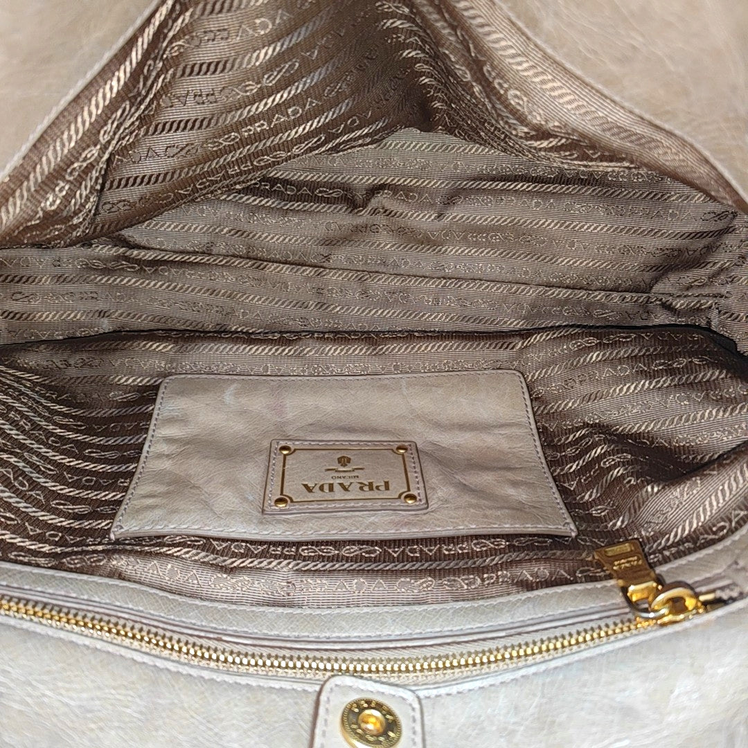 Calfskin Shoulder Bag Beige