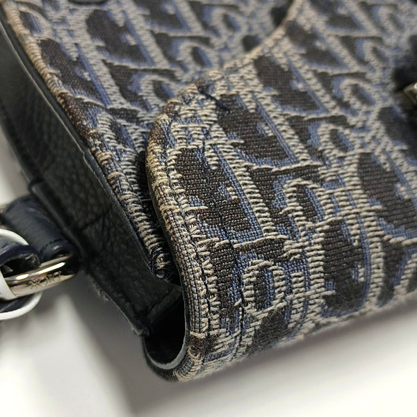 Authenticated pre-owned  Saddle Oblique Canvas Blue - Shoulder Bag at Looply