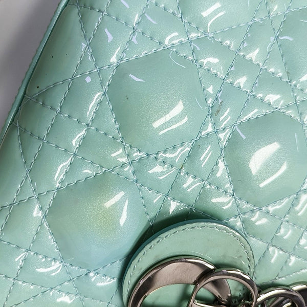 Authenticated pre-owned  Lady Dior Mini Patent Leather Green - Shoulder Bag at Looply