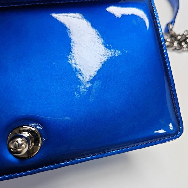 Authenticated pre-owned  Boy Chanel Small Quilted Patent Leather Blue - Shoulder Bag at Looply