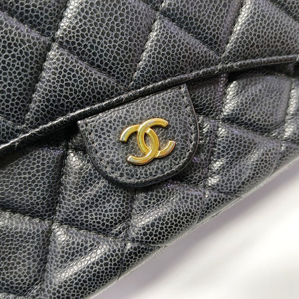 Authenticated pre-owned  Classic Flap Quilted Grained Calfskin Black - Shoulder Bag at Looply