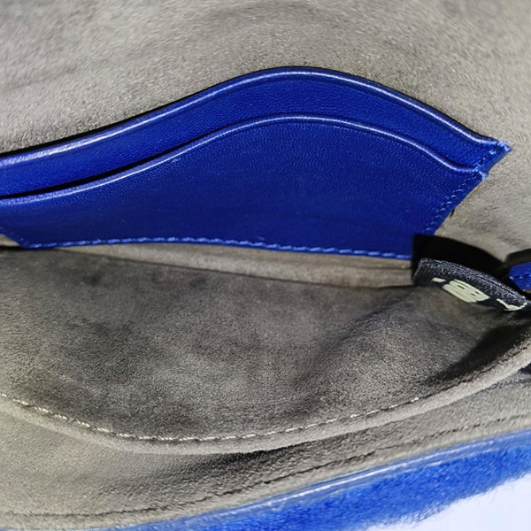 Fur Shoulder Bag Blue