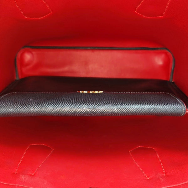 Double Medium Saffiano Calfskin Black