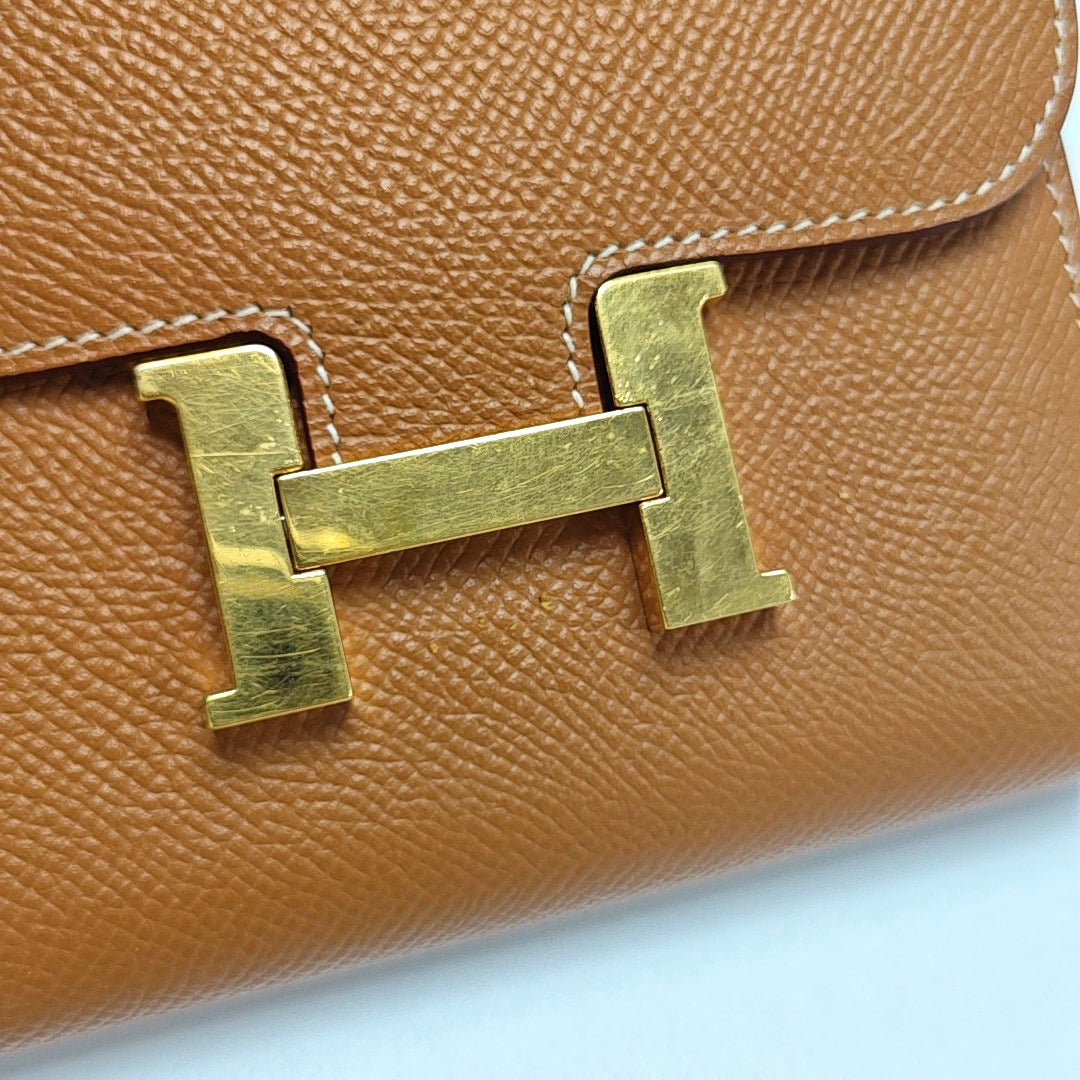 Authenticated pre-owned  Constance Slim Epsom Brown Wallet - Wallet at Looply