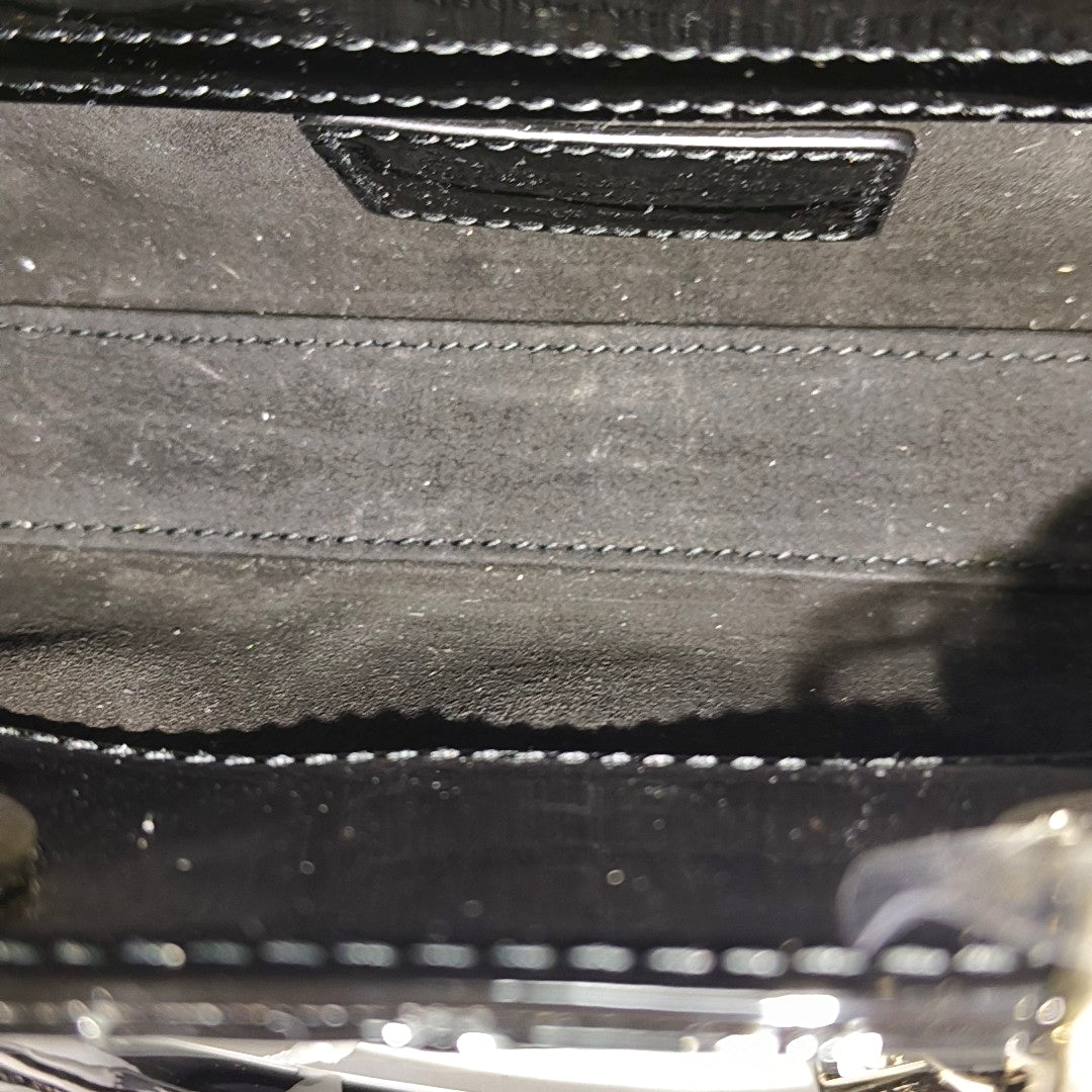Lady Dior Super Mini Cannage Patent Leather Black