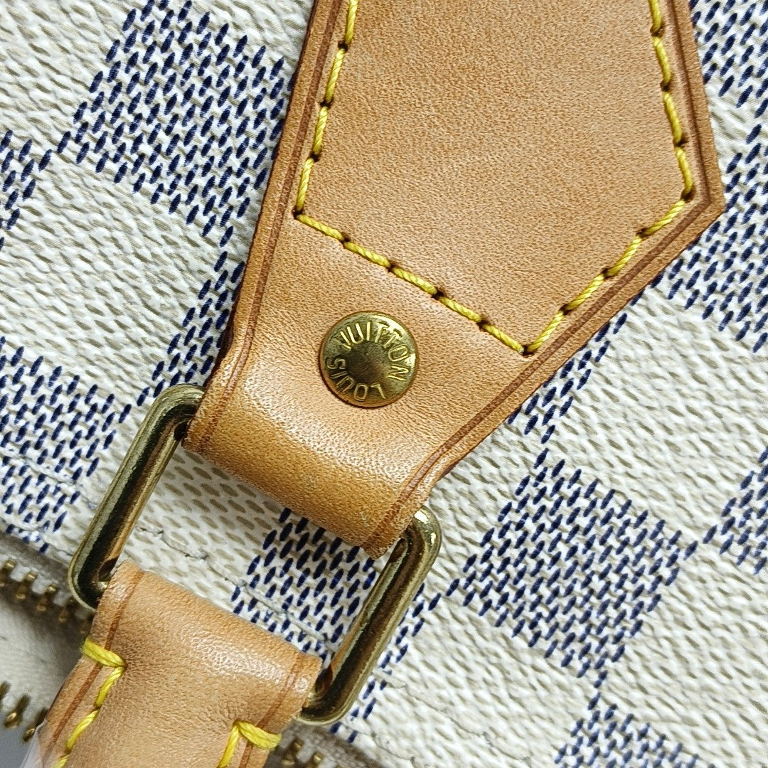 Authenticated pre-owned  Speedy 30 Damier Azur Coated Canvas White - Top Handle Bag at Looply