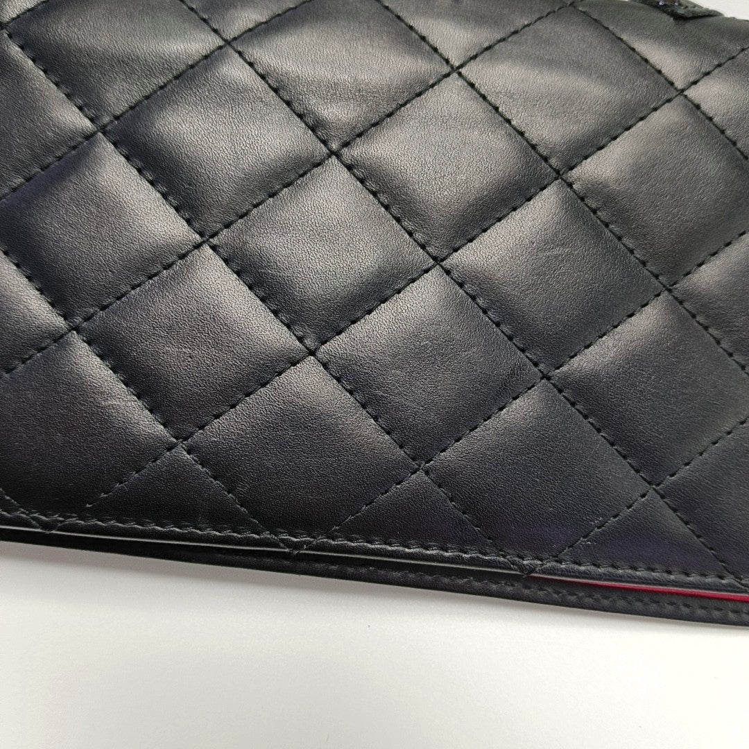 Authenticated pre-owned  Cambon Quilted Calfskin Black Wallet - Wallet at Looply