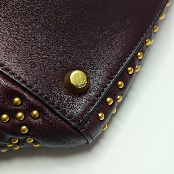 Authenticated pre-owned  Lady Dior Medium Calfskin Burgundy - Top Handle Bag at Looply