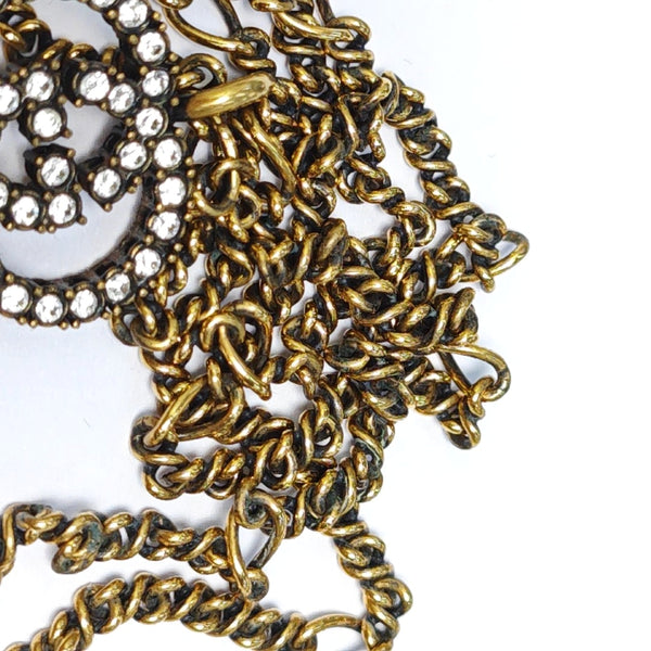 Authenticated pre-owned  Interlocking G Gold-tone Metal Synthetic Crystal Necklace - Necklace at Looply