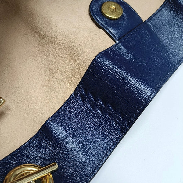 Authenticated pre-owned  Rajah Large Calfskin Blue - Shoulder Bag at Looply