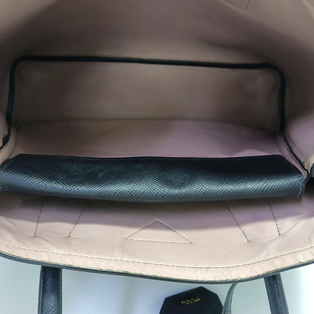 Double Large Saffiano Calfskin Black
