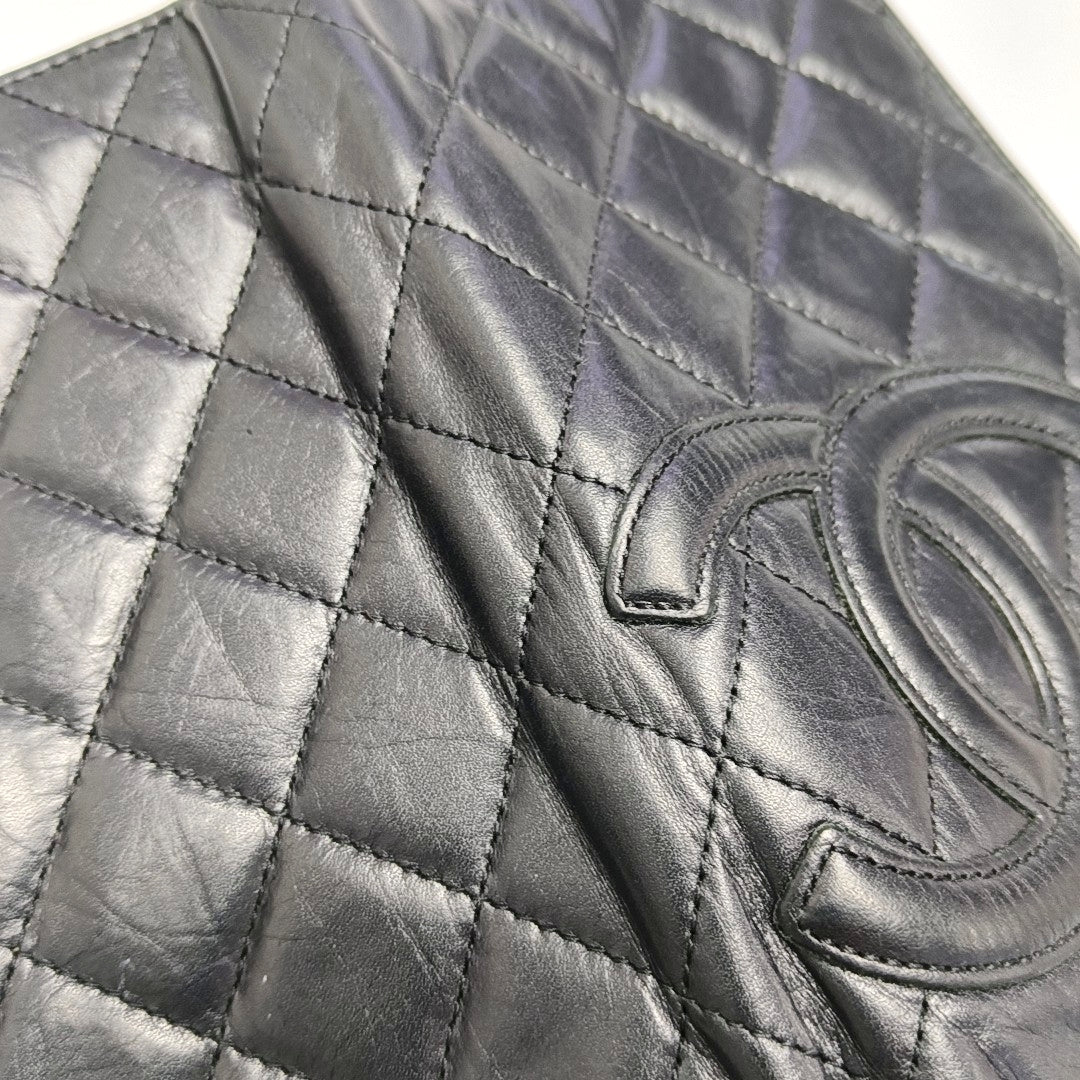 Authenticated pre-owned  Cambon Quilted Calfskin Black Wallet - Wallet at Looply