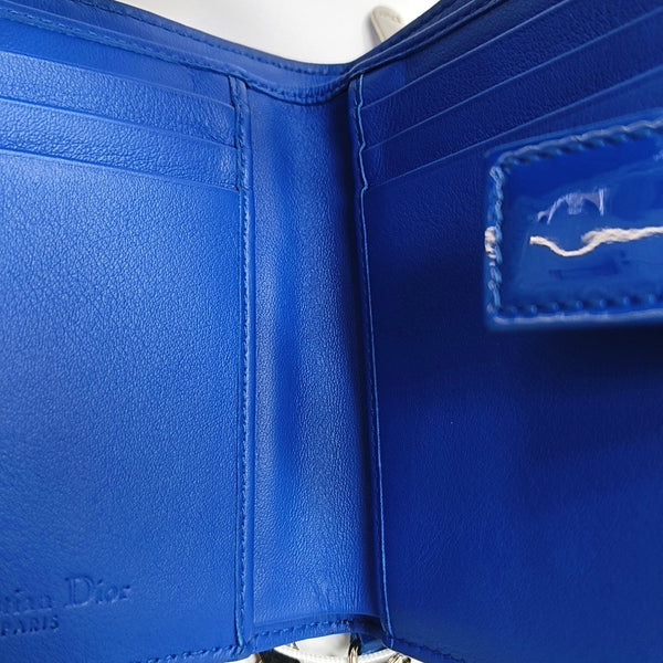 Authenticated pre-owned  Lady Dior Patent Leather Blue Card Holder - Card Holder at Looply