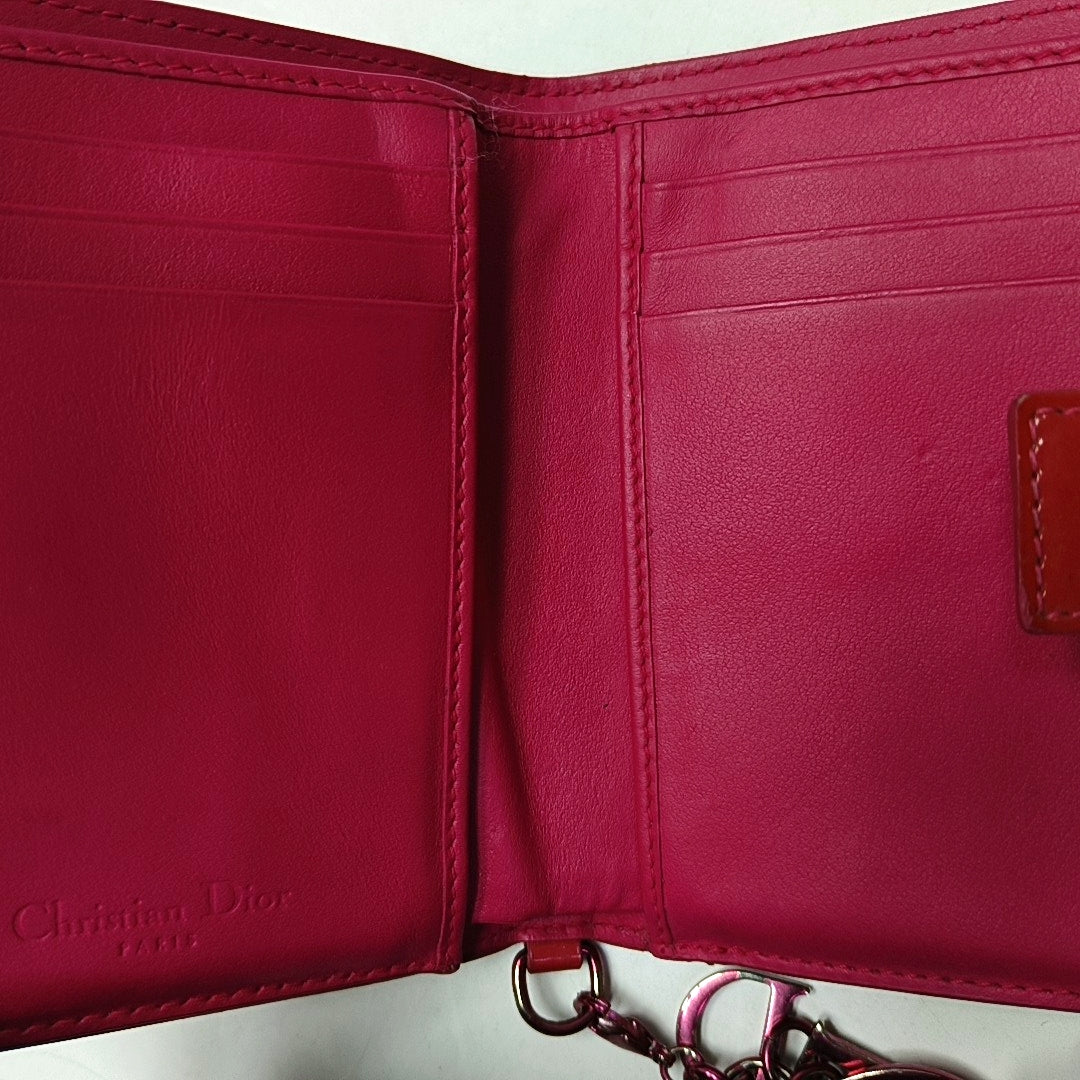 Authenticated pre-owned  Lady Dior Lambskin Pink Card Holder - Card Holder at Looply