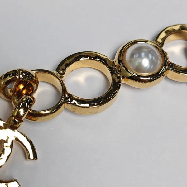 Authenticated pre-owned  White-tone Metal Pearl Necklace with Coco Mark - Necklace at Looply