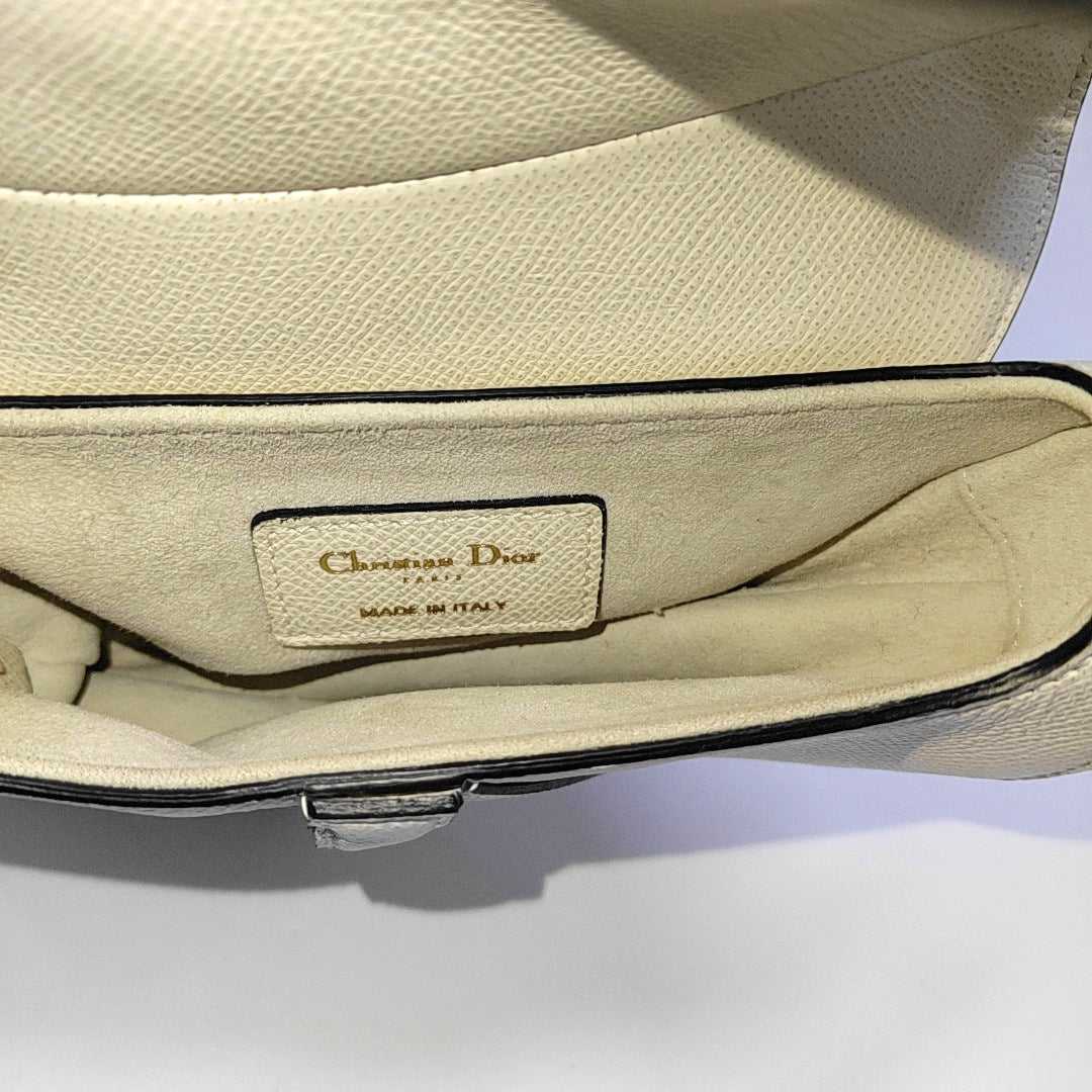 Authenticated pre-owned  Saddle Mini Calfskin White - Top Handle Bag at Looply
