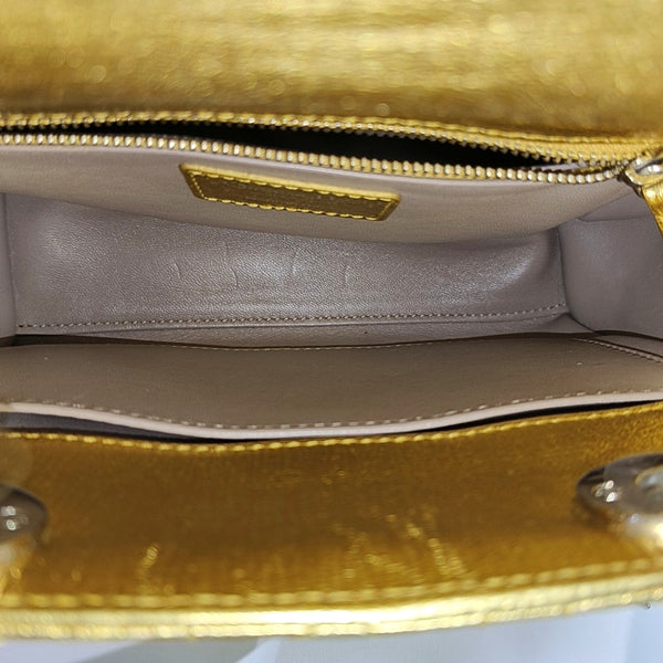Authenticated pre-owned  Lady Dior Small Calfskin Gold - Shoulder Bag at Looply