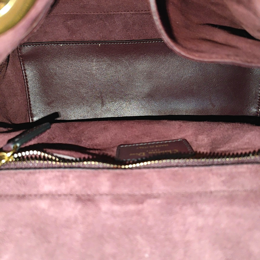 Authenticated pre-owned  Lady Dior Medium Calfskin Burgundy - Top Handle Bag at Looply