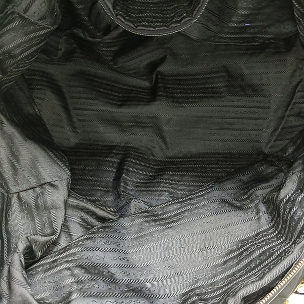 Quilted Nylon Top Handle Bag Black