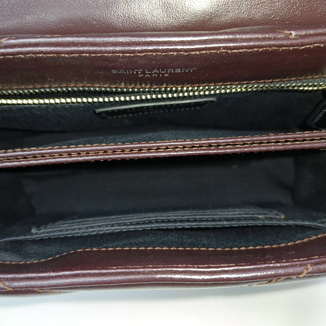 LOULOU Small Chevron Calfskin Brown