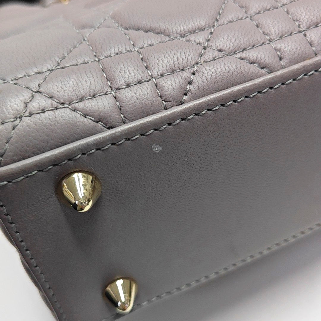 Authenticated pre-owned  Lady Dior Small Lambskin Gray - Shoulder Bag at Looply