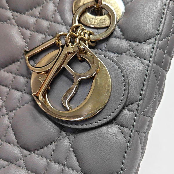 Authenticated pre-owned  Lady Dior Small Lambskin Gray - Shoulder Bag at Looply