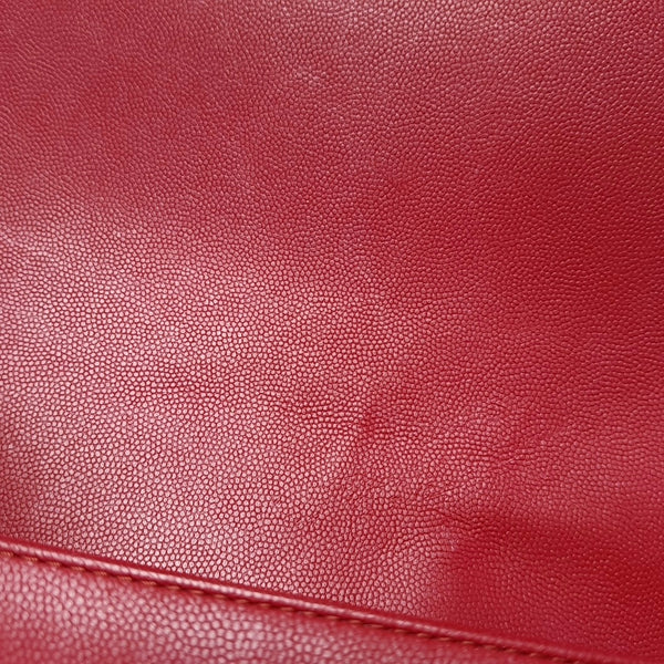 Authenticated pre-owned  Boy Chanel Medium Quilted Grained Calfskin Red - Shoulder Bag at Looply