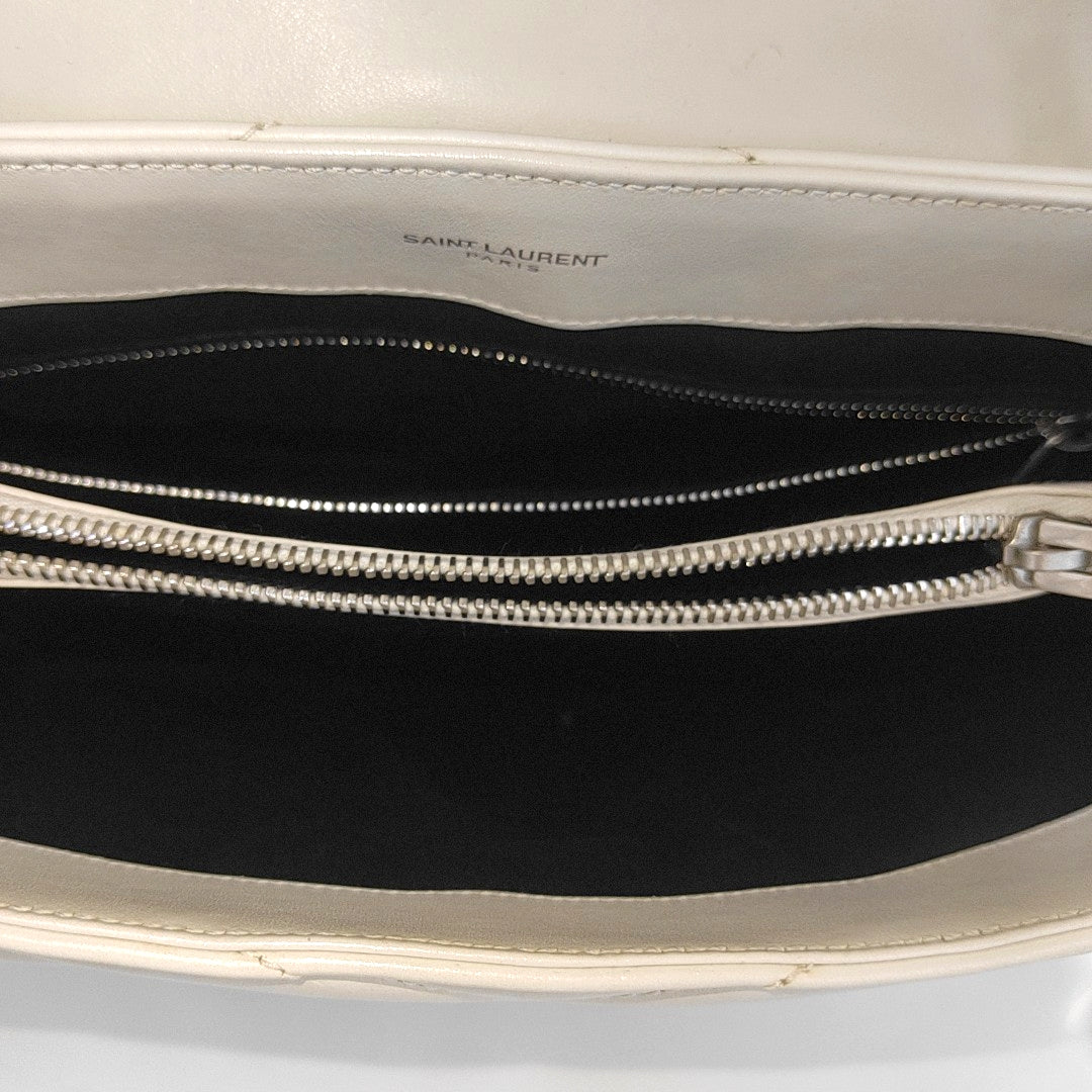 LOULOU Medium Chevron Calfskin White